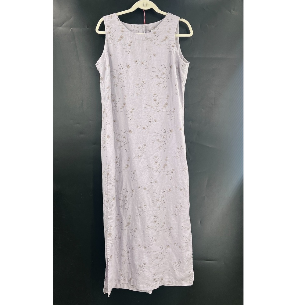 Vintage Freeport Studio lilac purple floral linen dress lagenlook cottagecore 14